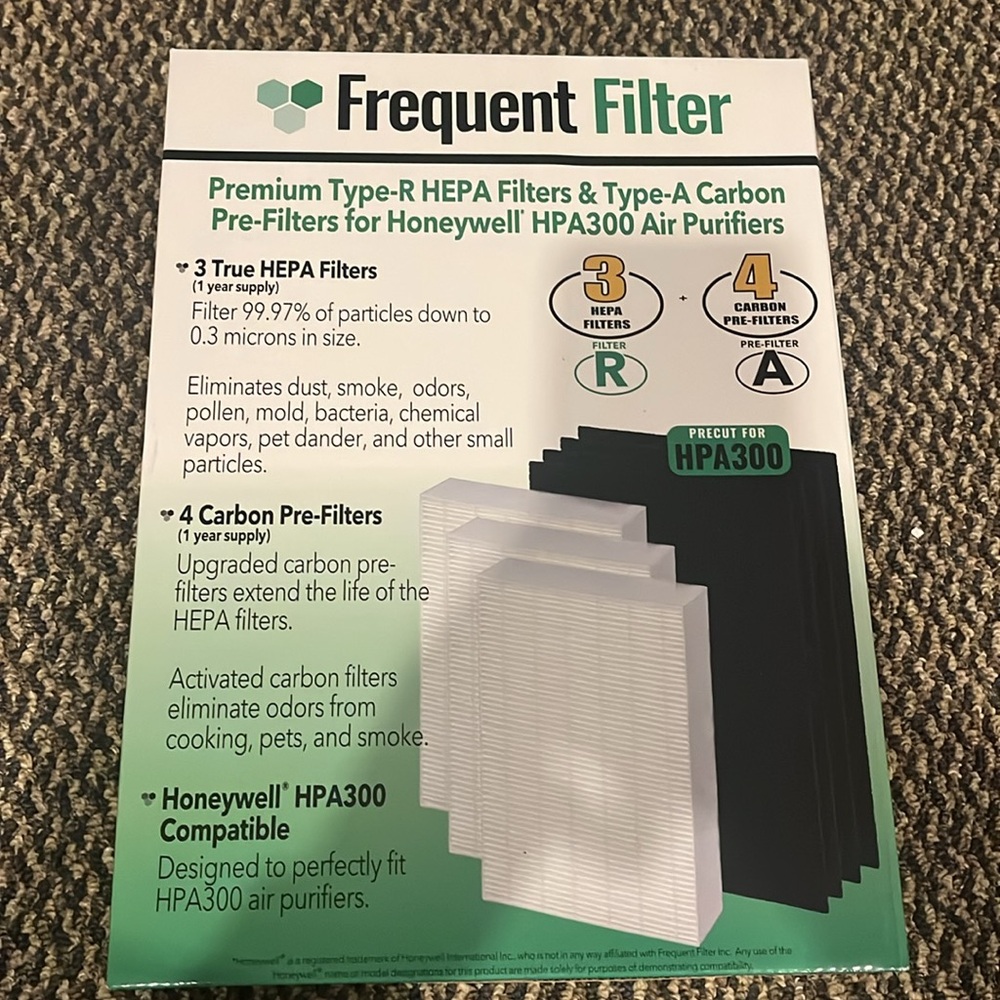 HPA300 Compatible TRUE HEPA Filter Set. 3 Pack + 4 Precut Activated Carbon Filte